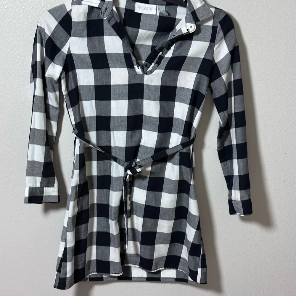 Children’s‎ Place Girls Long Sleeve Plaid Dress Black/White Size M(7/8). - Picture 2 of 7